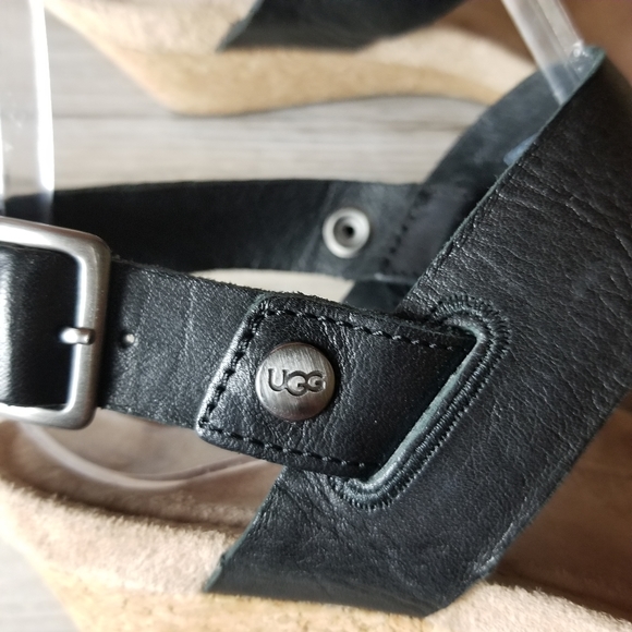 Ugg Serinda Leather Cork Gum Sole Wedge Sandals - Picture 7 of 12